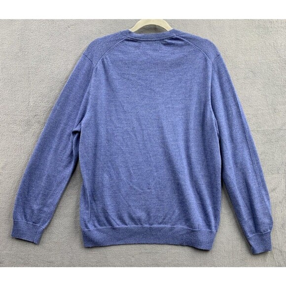 Joseph Abboud Sweater Mens Size XL Blue Merino Wool Blend V- Neck Pullover - Picture 4 of 14